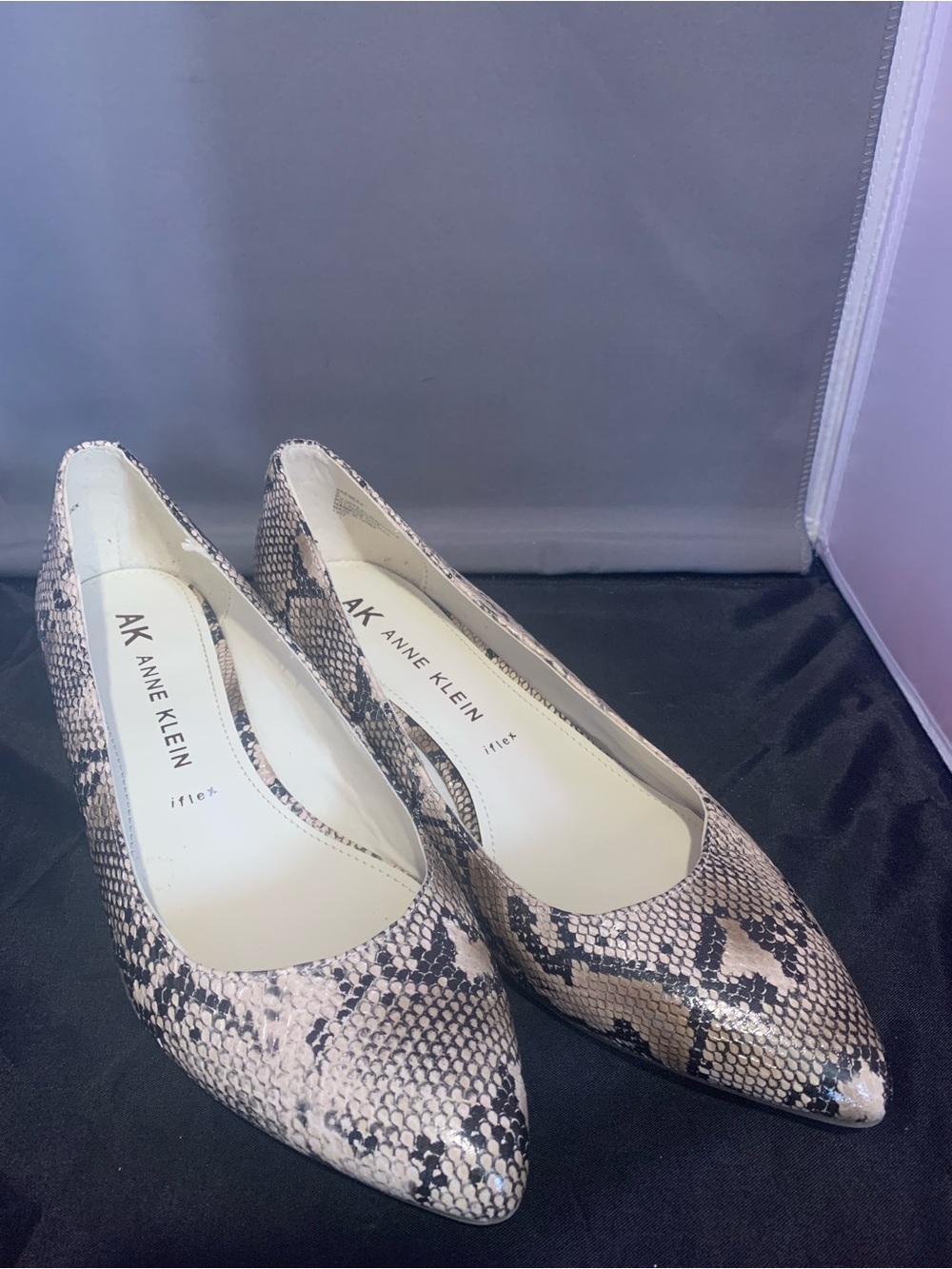 Women’s Anne Klein I-flex Faux Snake-Skin Pointed Toe Slip-On Wedges